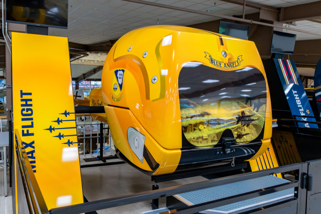 Yellow National Naval Aviation Museum flight simulator